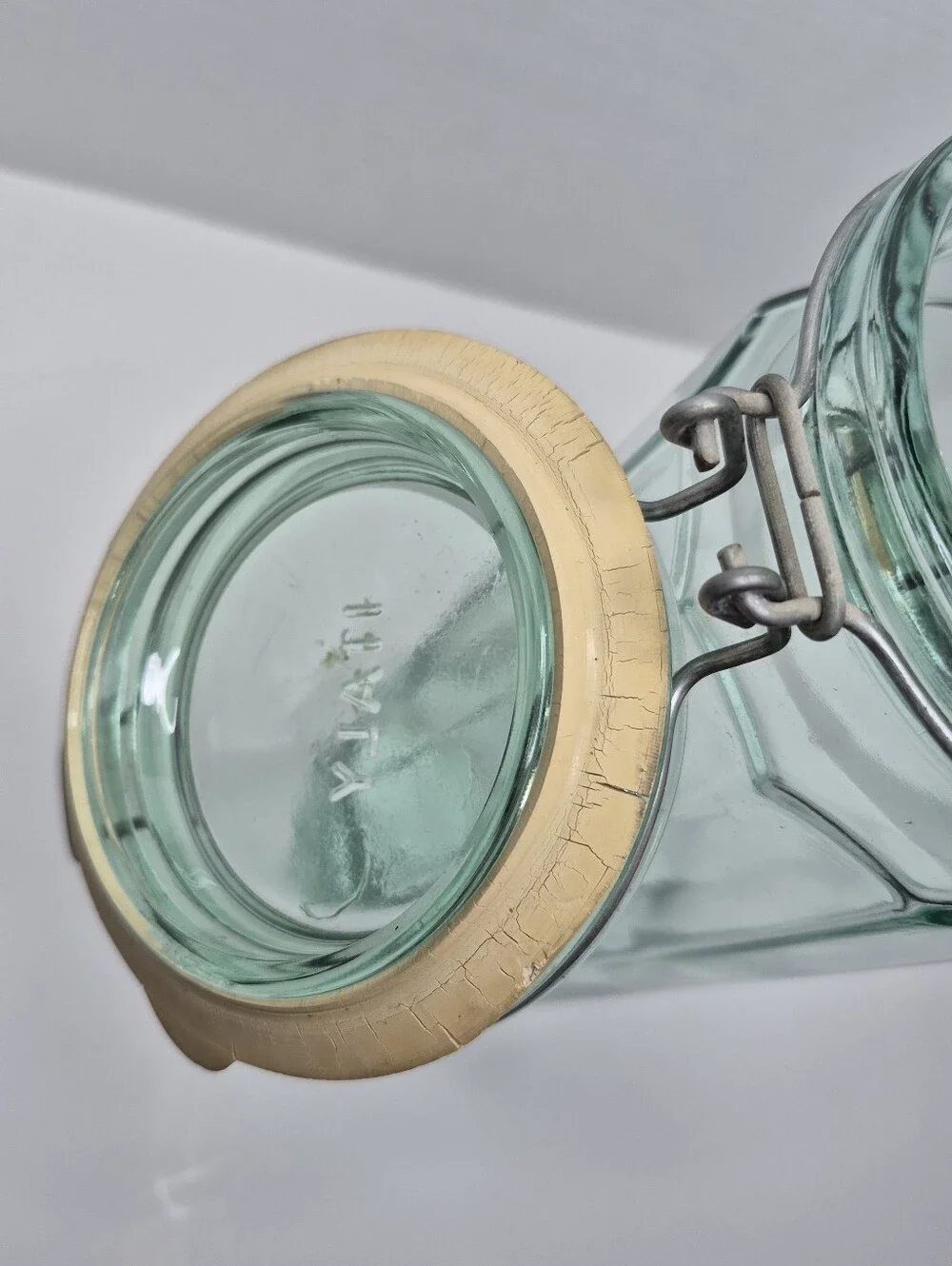 Vintage Vetreria Ettrusca Paneled Green Glass Jar Spaghetti Jar Italy 13in Tall